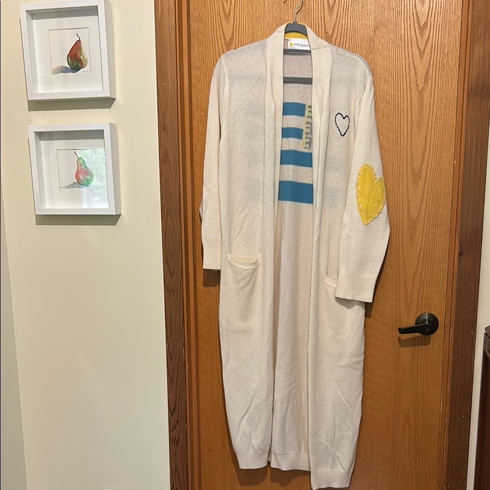 Cream Cardigan with Heart Accents